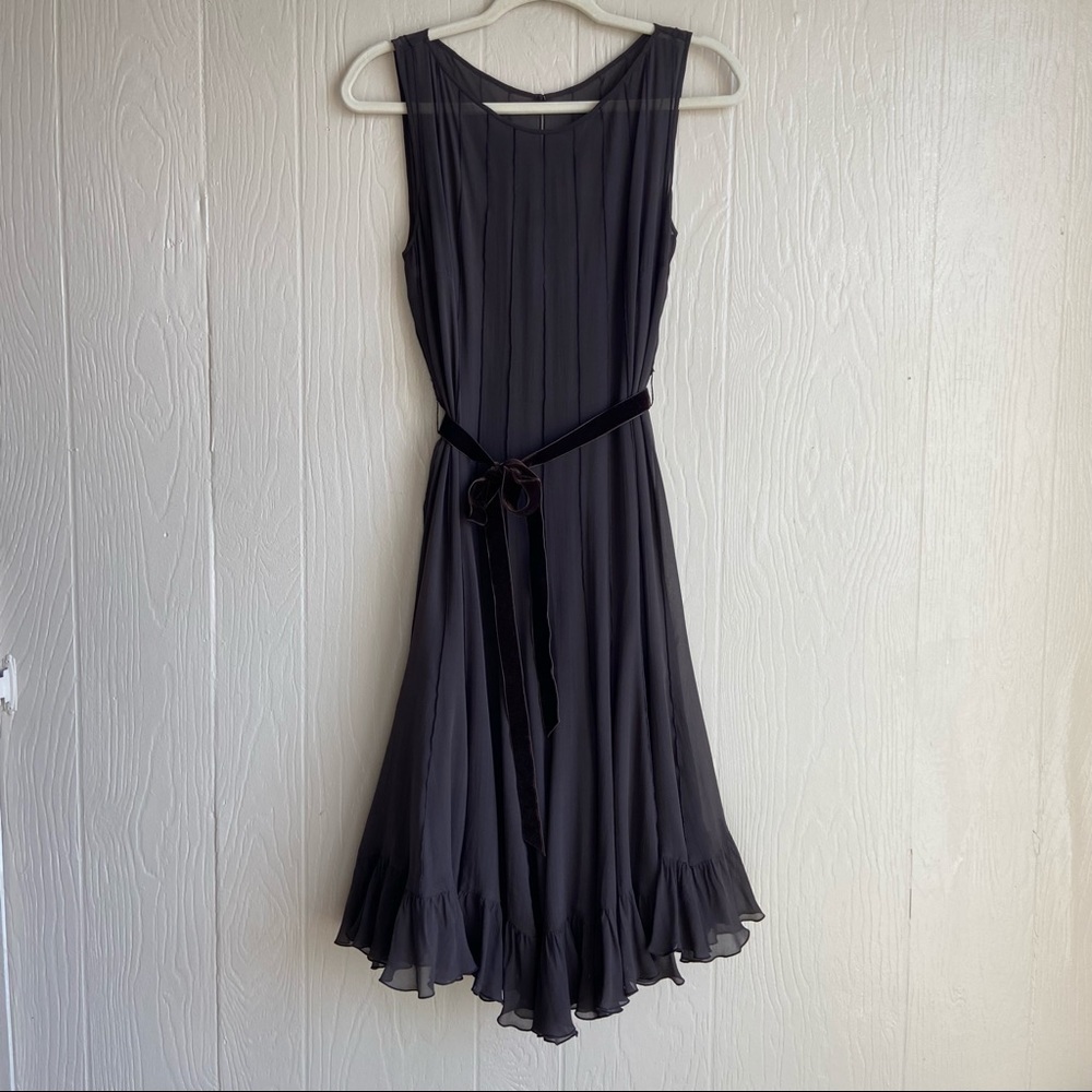rickie freeman TERI JON Beautiful Chocolate Brown Silk Slip & Silk Overlay Dress